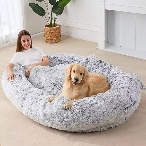 Hundebett für Menschen, Orthopädisches Waschbares Hundebett in Menschengröße, Flauschiges Hundebett aus Kunstfell für Erwachsene und Haustiere mit stützender Matte aus Memory-Schaum(Dark gray,73x47x12 Hundebett für Menschen, Orthopädisches Waschbares Hundebett in Menschengröße, Flauschiges Hundebett aus Kunstfell für Erwachsene und Haustiere mit stützender Matte aus Memory-Schaum(Dark gray,73x47x12 von SBCWH