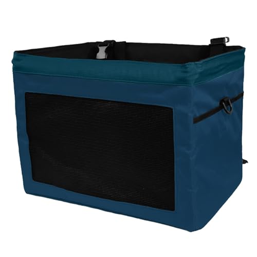 Hundekorb fürs Fahrrad, Faltbarer Fahrrad Vorderradträger Rucksack für Haustiere, Abnehmbarer Fahrradkorb für Hunde, Katzen und Kaninchen, Netzfenster, zum Wandern, Radfahren, Camping(Color:Blue) von SBCWH
