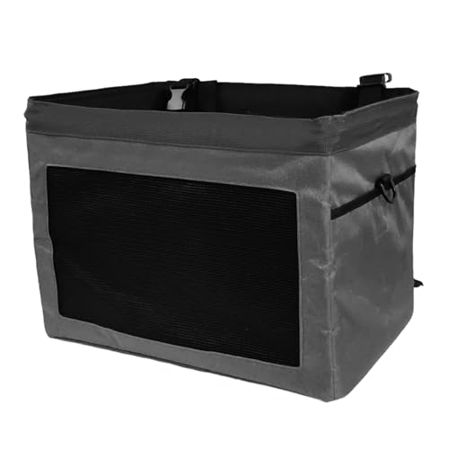 Hundekorb fürs Fahrrad, Faltbarer Fahrrad Vorderradträger Rucksack für Haustiere, Abnehmbarer Fahrradkorb für Hunde, Katzen und Kaninchen, Netzfenster, zum Wandern, Radfahren, Camping(Color:Grau) von SBCWH