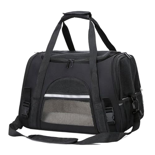 Haustierrucksack， Rucksack for Katzen und Hunde, tragbar, atmungsaktiv, mit zu öffnendem Netzfenster for Tragen von Haustieren bis zu 5 kg, Schwarz von SBJKLYRN