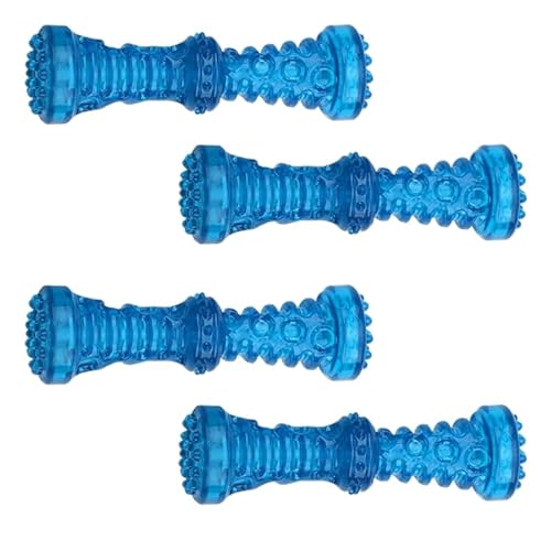 Hundespielzeug， Hundespielzeug, bissfest, Haustierspielzeug, Zahnbürstenknochen, Spielzeug, interaktives Welpenspielzeug, Hundeknochen, Gummi, 4 Stück, Blau, S(Blue L) von SBJKLYRN