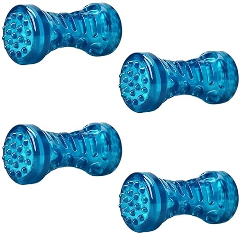 Hundespielzeug， Hundespielzeug, bissfest, Haustierspielzeug, Zahnbürstenknochen, Spielzeug, interaktives Welpenspielzeug, Hundeknochen, Gummi, 4 Stück, Blau, S(Blue S) von SBJKLYRN
