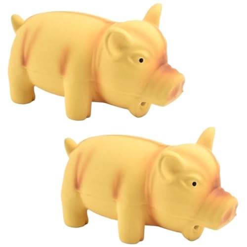 Hundespielzeug， Hundespielzeug Haustiere Hundespielzeug Squeeze Sound Spielzeug Gummi Schwein Quietschendes Kau-Bissfestes Spielzeug 2Stk 03(1) von SBJKLYRN