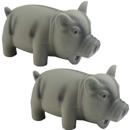 Hundespielzeug， Hundespielzeug Haustiere Hundespielzeug Squeeze Sound Spielzeug Gummi Schwein Quietschendes Kau-Bissfestes Spielzeug 2Stk 03(2) von SBJKLYRN