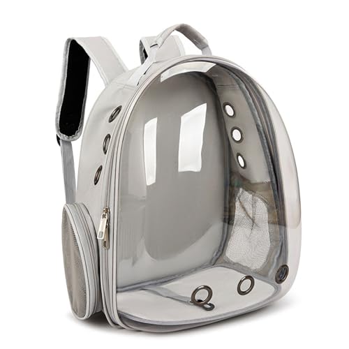 SBJKLYRN Haustierrucksack， Luftpolster-Tragetasche, Weltraumkapsel, Wanderrucksack for Haustiere, von Fluggesellschaften zugelassen, for kleine und mittelgroße Hunde und Katzen, Grau von SBJKLYRN