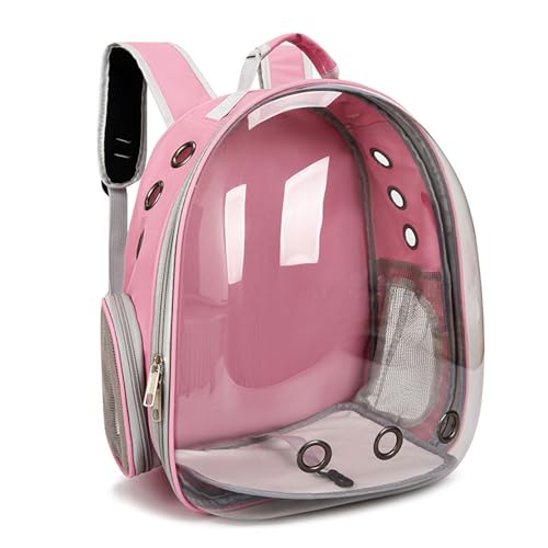 SBJKLYRN Haustierrucksack， Luftpolster-Tragetasche, Weltraumkapsel, Wanderrucksack for Haustiere, von Fluggesellschaften zugelassen, for kleine und mittelgroße Hunde und Katzen, Pink von SBJKLYRN