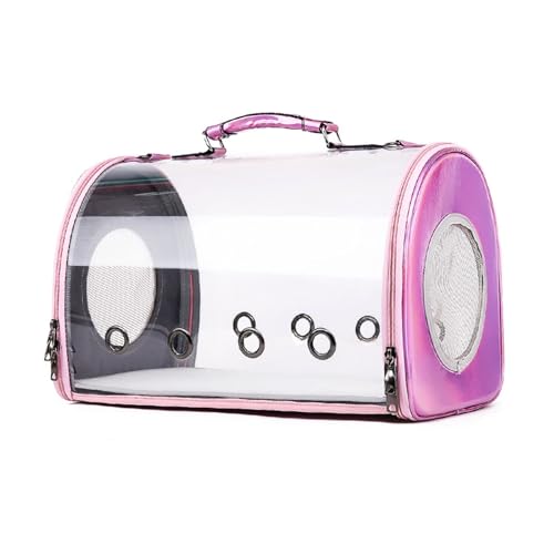 SBJKLYRN Haustierrucksack, Rucksack for Katzen, Hunde, Welpen, Tasche, transparentes PVC, for Tragen auf Reisen, Wandern, Fahrradfahren, Spazierengehen im Freien, Pink, Klein SBJKLYRN Haustierrucksack, Rucksack for Katzen, Hunde, Welpen, Tasche, transparentes PVC, for Tragen auf Reisen, Wandern, Fahrradfahren, Spazierengehen im Freien, Pink, Klein von SBJKLYRN