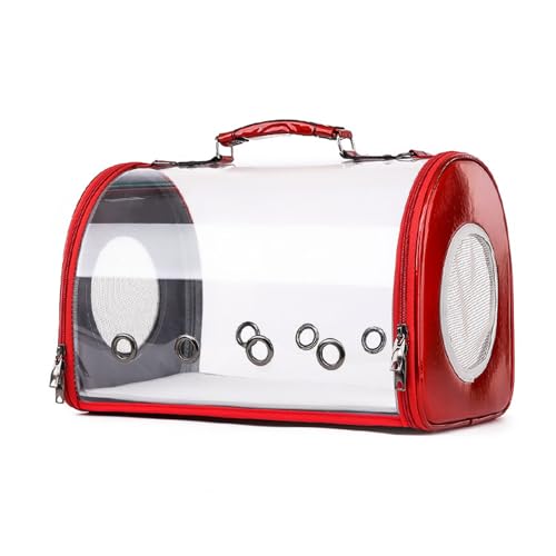 SBJKLYRN Haustierrucksack, Rucksack for Katzen, Hunde, Welpen, Tasche, transparentes PVC, for Tragen auf Reisen, Wandern, Radfahren, Spazierengehen im Freien, rot, groß SBJKLYRN Haustierrucksack, Rucksack for Katzen, Hunde, Welpen, Tasche, transparentes PVC, for Tragen auf Reisen, Wandern, Radfahren, Spazierengehen im Freien, rot, groß von SBJKLYRN