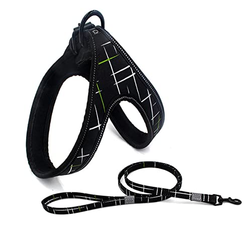 SBJKLYRN Hundegeschirr， Leine Set Reflektierende Hundegeschirre und Walking Training Hunde Harness Weste for Welpen große Haustier Leinen ES(A,M) von SBJKLYRN
