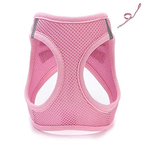 SBJKLYRN Hundegeschirr， Leine Set Rosa Hundeleine Katze Verstellbares Geschirr Weste Walking for Welpen Hunde Halsband(XL) von SBJKLYRN