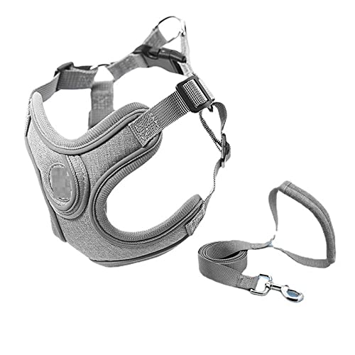 SBJKLYRN Hundegeschirr， Mit Blei Grau Haustiere Hunde Verstellbares Geschirr for Welpen Weste Kragen Leine Hundezubehör M(L) von SBJKLYRN