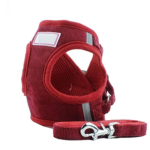 SBJKLYRN Hundegeschirr， Mit Leine, rotes Hundegeschirr mit, Hundehalsband, verstellbare Weste, Spazierzubehör for Haustiere for kleine, mittelgroße und große, XL(S) von SBJKLYRN