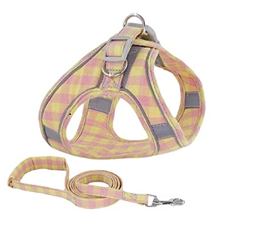 SBJKLYRN Hundegeschirr， Mit Leine Gelbe Weste Verstellbare Welpen-Katzenhalsbänder Walking Set Geschirre Halskette for Kleine Hunde S(XL) von SBJKLYRN