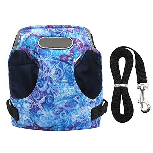SBJKLYRN Hundegeschirr， Und Leine Hundegeschirr Weste Halsband Mit Set Geschirr Verstellbar Katze Reflektierend for Welpen Kleine Mittlere Große Hunde Blau L(Blue,S) von SBJKLYRN