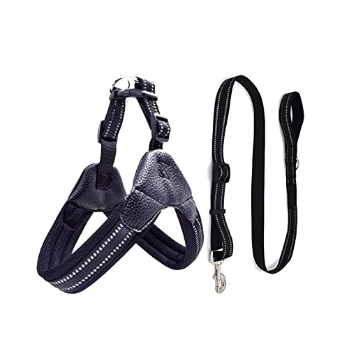 SBJKLYRN Hundegeschirr， Und Leine Schwarzes reflektierendes Haustiergeschirr und Leinenset Hundegeschirre for kleine mittelgroße Hunde Haustierzubehör S(XS) von SBJKLYRN