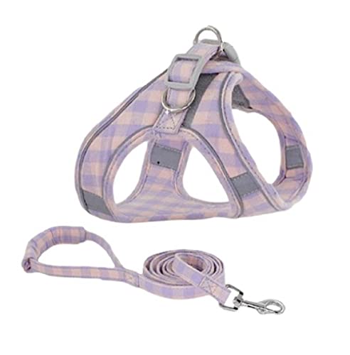 SBJKLYRN Hundegeschirr， Und Leine Violette Weste Verstellbare Welpen-Katzenhalsbänder Spazierleine-Set Geschirre Halskette for Kleine Hunde M(XL) von SBJKLYRN