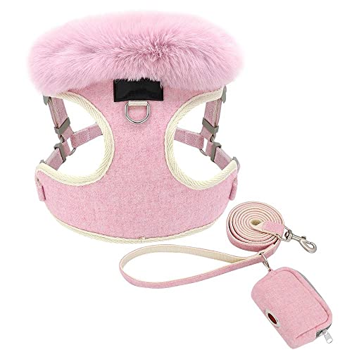 SBJKLYRN Hundegeschirr， Und Leine Weiche Warme Haustierleine Set Verstellbare Welpenkatzengeschirre Weste for Kleine Mittelgroße Große Hunde Katzen Rosa L(Pink,L) von SBJKLYRN