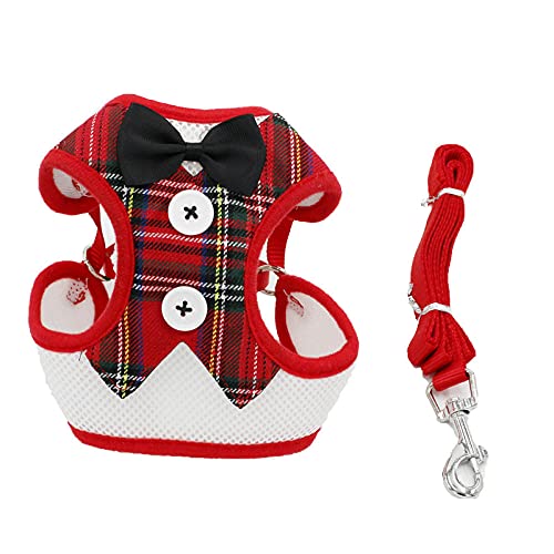 SBJKLYRN Hundegeschirr， Und Leine Welpen Katzengeschirr Set Haustiergeschirr Weste for Kleine Hunde Kaninchen Kleid Schleife Brustgurt Halsband M(M) von SBJKLYRN