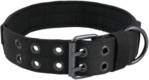 SBJKLYRN Hundehalsband， Taktisches Hundehalsband aus Nylon for mittelgroße und große Hunde. Robustes Dickes Langlebige Trainingshalsbänder(Black,L) von SBJKLYRN