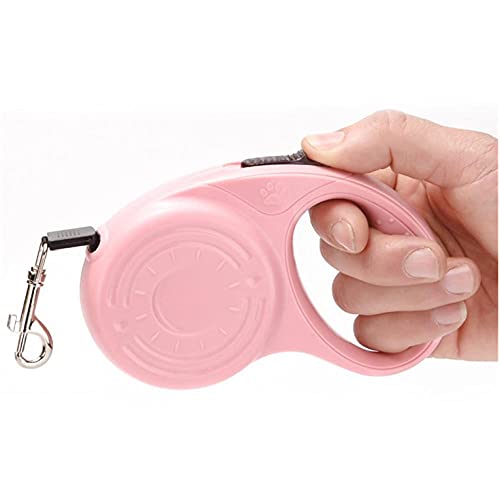 SBJKLYRN Hundeleine， Einziehbare Hundeleine, 3 m, einziehbare Hundeleinen, automatisch verstellbar, ausziehbares Nylon-Hundeleine-Seil for Welpen und Katzen, Grau(Pink) von SBJKLYRN