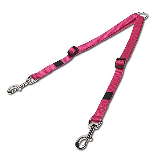 SBJKLYRN Hundeleine， Hundeleinen-Splitter, rosa, Nylon, verstellbar, doppelte Hundeleine, for Laufen, kein Verheddern, for Spazierengehen, Leinentrainer, Hunde-Splitter-Leine, L(L,S) von SBJKLYRN
