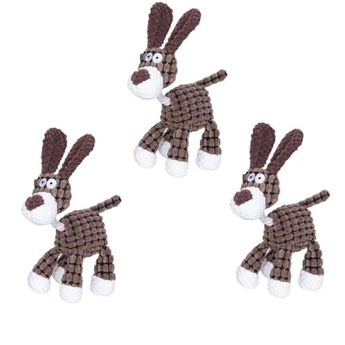 SBJKLYRN Hundespielzeug， Hundespielzeug Eselform Kauspielzeug for Hunde Welpen Quietscher Backenzahn Hundespielzeug Haustier Hundetraining Zubehör 3Stk Grau(Brown) von SBJKLYRN