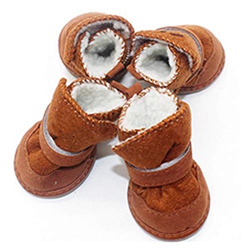 Hundeschuhe,Dog Boots 4 Stück Dicke Schneeschuhe for Hunde, for Haustiere, Chihuahua, Tierwärmeschuhe, Plüsch, for den Winter, for Haustiere, Welpen, Katzen, warme Stiefel, Hundeschuhe for den Winter von SBOJI