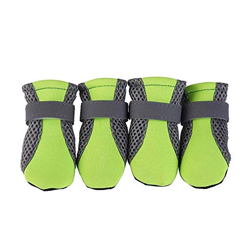 Hundeschuhe,Dog Boots 4 Teile/Satz Haustier Hund Regen Schuhe Hund Booties Gummi Tragbare Anti Slip wasserdichte Hund Katze Regen Schuhe Herbst Und Winter (Color : Green, Size : Small) von SBOJI