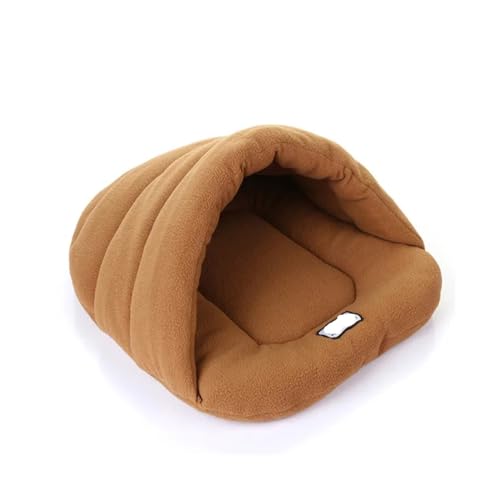 Haustier-Hundehöhlenbett, dickes Fleece, warm, weich, Hausschuhform, Betten für Welpen, Katzen, Zelt, Schlafmatten, Wintertiere, Innenbereich, Dreiecknest (Farbe: Kamel, Größe: 48 x 58 cm) von SBTRKT
