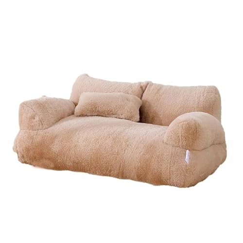 Katzenbett, Sofa, Winter, warmes Katzennest, Haustierbett für kleine, mittelgroße Hunde, Katzen, bequemes Plüsch-Welpenbett, Haustierbedarf (Farbe: Kaki, Größe: 65 x 46 x 30 cm) von SBTRKT