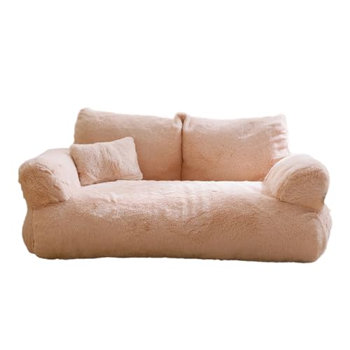 Katzenbett, Sofa, Winter, warmes Katzennest, Haustierbett für kleine, mittelgroße Hunde, Katzen, bequemes Plüsch-Welpenbett, Haustierbedarf (Farbe: Orange, Größe: 65 x 46 x 30 cm) von SBTRKT