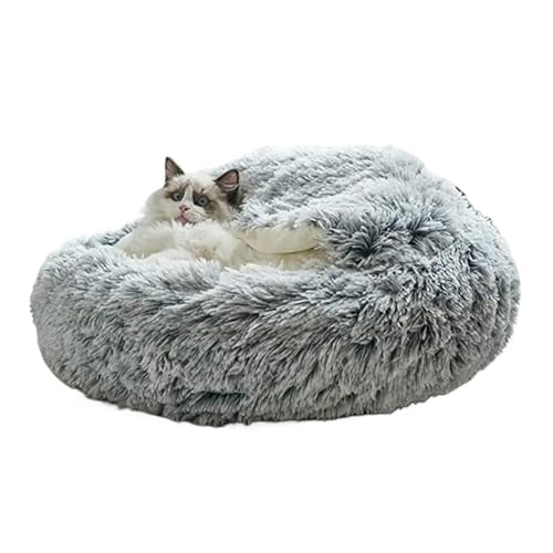 Langes Plüsch-Katzenbett für den Winter, rundes Katzenkissen, warmer Katzenkorb, Katzenschlafsack, Katzennest, Zwinger, 2-in-1 für kleine Hunde und Katzen (Farbe: Grün, Größe: 40 x 40 cm) von SBTRKT
