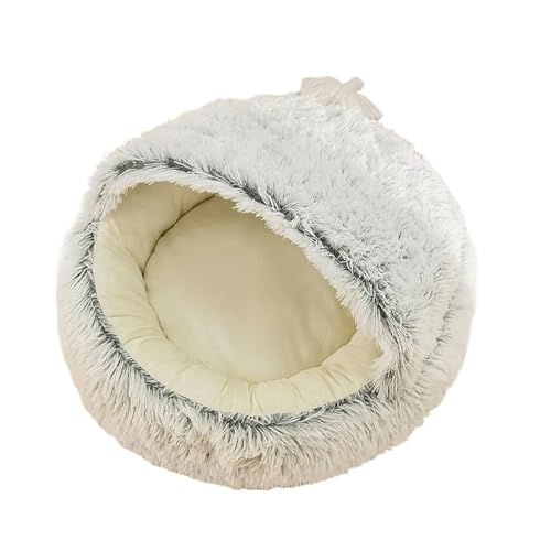 Langes Plüsch-Katzenbett für den Winter, rundes Katzenkissen, warmer Katzenkorb, Katzenschlafsack, Katzennest, Zwinger für kleine Hunde, Katzen (Farbe: Grau, Größe: M (40 x 40 cm) von SBTRKT