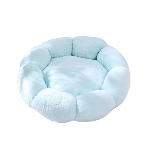 Plüsch-Haustierbett, Winter, warm, beruhigend, Donut-Katze, Hundebett, Anti-Angst, Tiefschlafkissen, Blumenform, Katzenbett, dickes Kuschelnest (Farbe: Grün, Größe: M) von SBTRKT