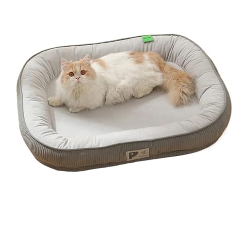 Quadratisches Katzenhausbett für Katzen, Hundematte, warmer Schlaf, Katzennest, Kissen, Hund, Welpe, Couch für Hunde, Korb, Plüsch, Haustierzubehör, Winter (Farbe: Apfelgrün, Größe: L) von SBTRKT