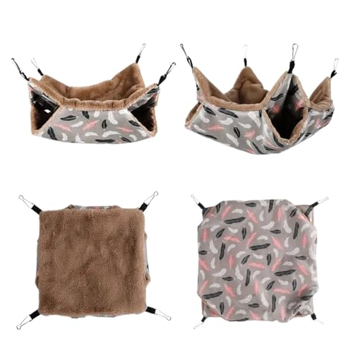 Warme Plüsch-Hamster-Hängematte für Kleintiere, doppellagig, dicker Schlafsack, Nest, Haustiere, Ratte, Eichhörnchen, hängendes Käfighaus (Farbe: Typ 1-Gelb, Größe: L) von SBTRKT