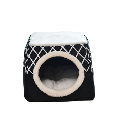 Warmes Haustierbett für Hunde und Katzen, weiches Nest, Doppelnutzung, Katzenschlafbett, für den Winter, warm, gemütlich, für kleine Hunde, Katzen, Welpen (Farbe: Schwarz, Größe: XL) von SBTRKT