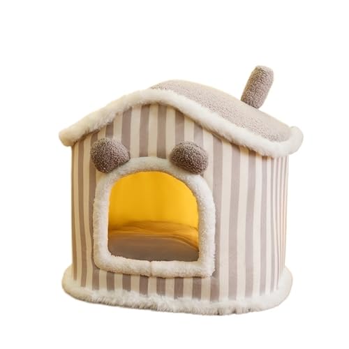 Warmes Winter-Katzen-Hundehaus, tiefer Schlaf, Haustiernest, Spaß, Komfortnest für kleine, mittelgroße Katzen, Hunde, Haustierbedarf (Farbe: Grau, Größe: M) von SBTRKT