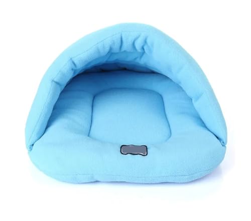 Weiches Polarfleece-Haustier-Hundebett, Winter, warme Haustiere, beheizte Matte, kleine Hundehütte, Haus für Welpen, Katzen, Schlafsack, Nesthöhlenbetten (Farbe: Blau, Größe: 48 x 58 cm) von SBTRKT