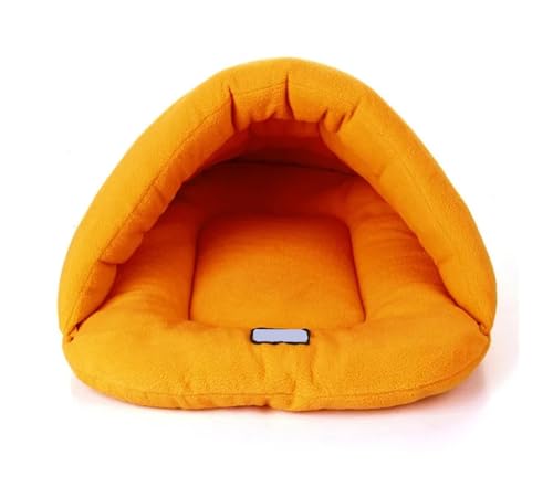 Weiches Polarfleece-Haustier-Hundebett, Winter, warme Haustiere, beheizte Matte, kleine Hundehütte, Haus für Welpen, Katzen, Schlafsack, Nesthöhlenbetten (Farbe: Orange, Größe: 38 x 48 cm) von SBTRKT