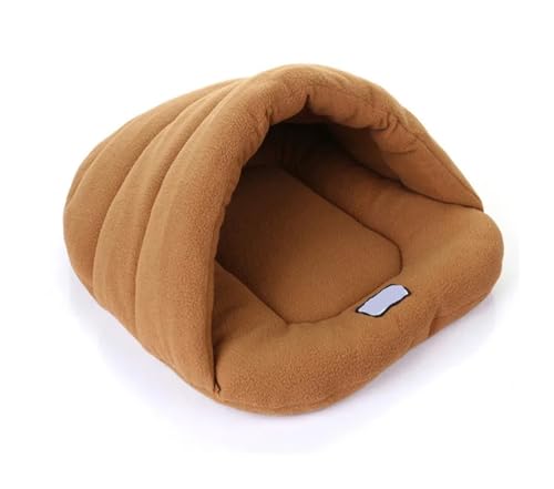 Weiches Polarfleece-Haustier-Hundebett, Winter, warme Haustiere, beheizte Matte, kleines Hundehüttenhaus für Welpen, Katzen, Schlafsack, Nest, Höhlenbetten (Farbe: Kamel, Größe: 58 x 68 cm) von SBTRKT