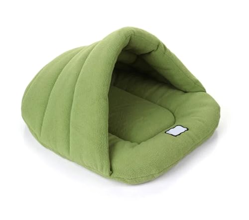 Weiches Polarfleece-Haustier-Hundebett, Winter, warme Haustiere, beheizte Matte, kleines Hundehüttenhaus für Welpen, Katzen, Schlafsack, Nesthöhlenbetten (Farbe: Grün, Größe: 38 x 48 cm) von SBTRKT