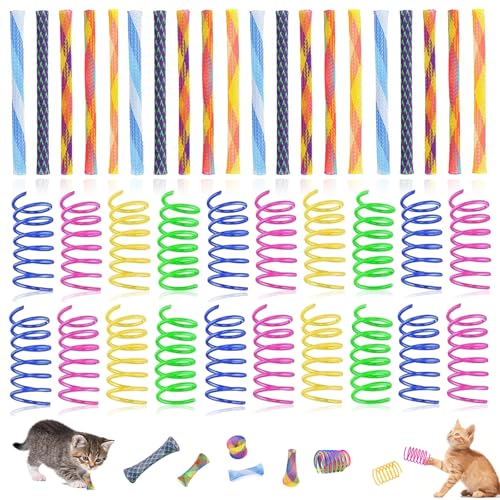 40 Stück Katzen Frühlingsspielzeug Set, Buntes Spirale Katzenspielzeug, Spielzeug Kunststoff Spiralfedern Set, Cat Tube Federspielzeug, Katze Spring Spirale Interaktives Katzenspielzeug 40 Stück Katzen Frühlingsspielzeug Set, Buntes Spirale Katzenspielzeug, Spielzeug Kunststoff Spiralfedern Set, Cat Tube Federspielzeug, Katze Spring Spirale Interaktives Katzenspielzeug von SCDZY