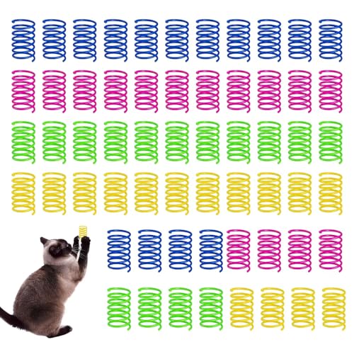 60 Stück Katzenspielzeug Spirale, Sprungfeder Spielzeug Katze Interaktives Spielzeug Haustiere Kunststoff Spiralfedern (Bunte) von SCDZY