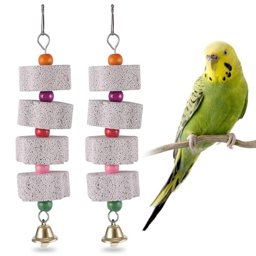 Große Vogel Kauspielzeug, 2 Stück Vogelschnabel-Schleifstein mit Glocke, Vogel Kauspielzeug Kauspielzeuge für Papageien Mineralstein-Backenzahn-Spielzeug für Wellensittiche Nymphensittiche Große Vogel Kauspielzeug, 2 Stück Vogelschnabel-Schleifstein mit Glocke, Vogel Kauspielzeug Kauspielzeuge für Papageien Mineralstein-Backenzahn-Spielzeug für Wellensittiche Nymphensittiche von SCDZY