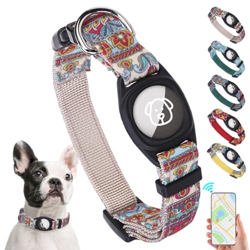 SCENEREAL Airtag Hundehalsband, Blumenmuster, M von SCENEREAL