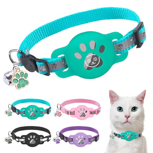 SCENEREAL Airtag Katzenhalsband, Breakaway, reflektierendes Kätzchenhalsband mit Glocke und Apple Air Tag Halter, GPS süßes Katzenhalsband, leuchtet im Dunkeln, Haustierhalsbänder für Jungen, Mädchen, SCENEREAL Airtag Katzenhalsband, Breakaway, reflektierendes Kätzchenhalsband mit Glocke und Apple Air Tag Halter, GPS süßes Katzenhalsband, leuchtet im Dunkeln, Haustierhalsbänder für Jungen, Mädchen, von SCENEREAL