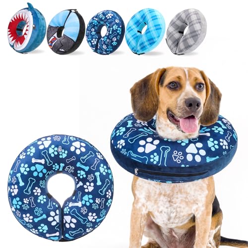 SCENEREAL Aufblasbarer Hundekegel für kleine, mittelgroße und große Hunde, Marineblau, Größe M von SCENEREAL