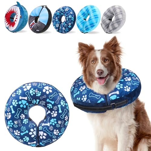 SCENEREAL Aufblasbarer Hundekegel für kleine, mittelgroße und große Hunde, Marineblau, L von SCENEREAL