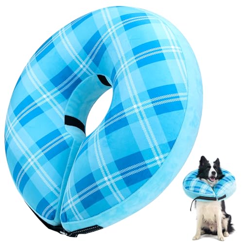 SCENEREAL Aufblasbares Schutzhalsband für Hunde und Katzen, Blau, Größe L von SCENEREAL